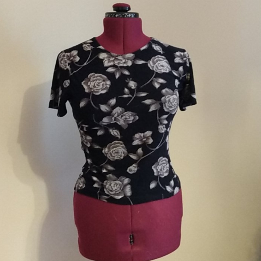 Black and silver floral Blouse